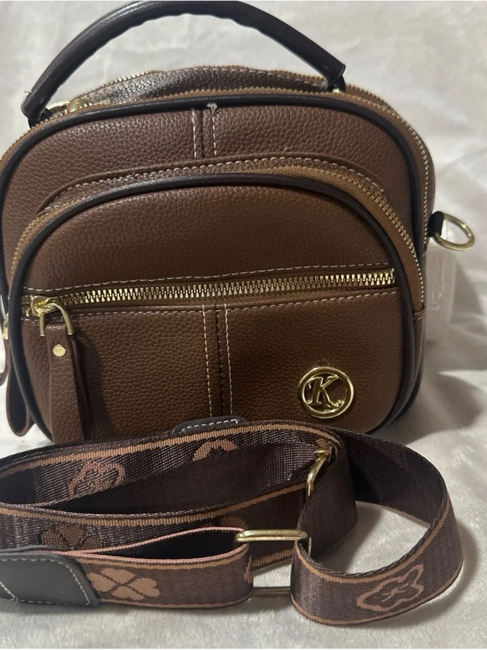 Pink Quilted Crossbody Bag with Gold Hardware